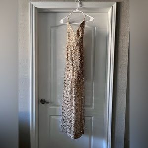 Forever 21 Gold Sequin Formal, Floor Length Dress, Size S